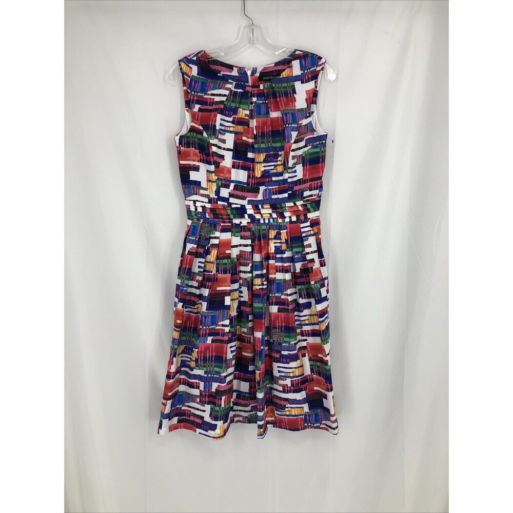Ellen Tracy Womens Dress Size 4 Sleeveless Fit & Flare Summer Wear Multi Color